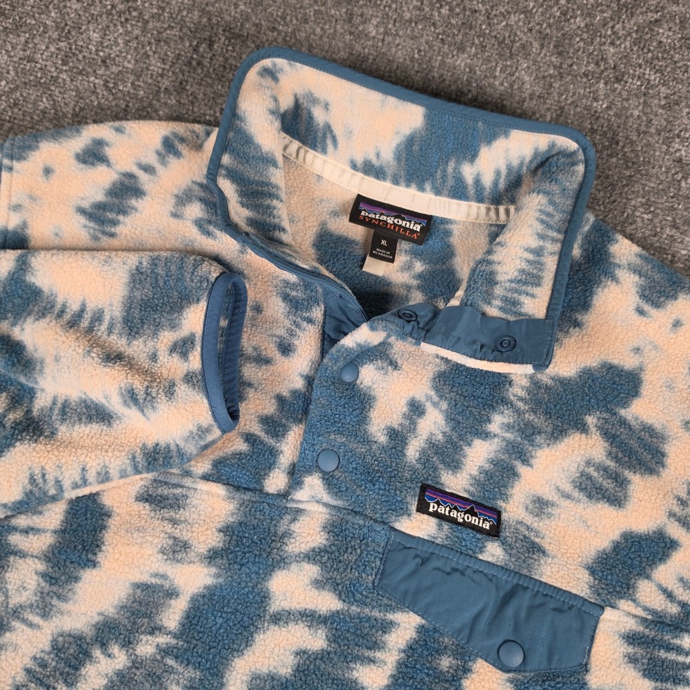 Patagonia Synchilla Snap-T Fleece Womens XL Mighty‎ Mycelium Wavy Blue Pullover